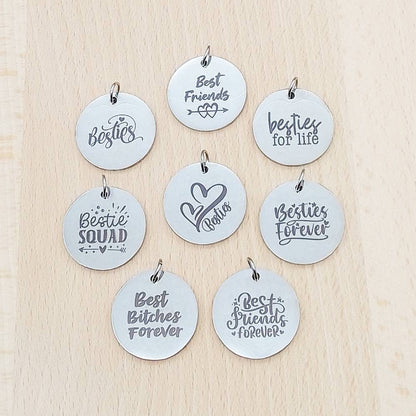 Besties Friends Silver Stainless Steel Pendant | Clip On Charm | Necklace