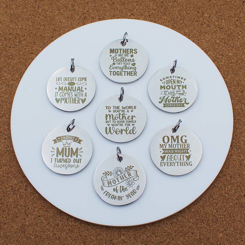 Mother Mum Engraved Stainless Steel Pendant | Clip On Charm | Necklace