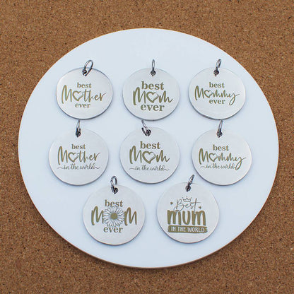 Mum Mother Engraved Stainless Steel Pendant | Clip On Charm | Necklace