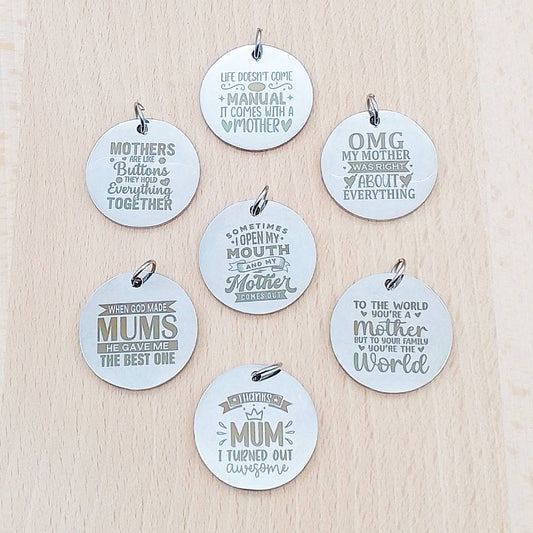 Mother Mum Silver Stainless Steel Pendant | Clip On Charm | Necklace