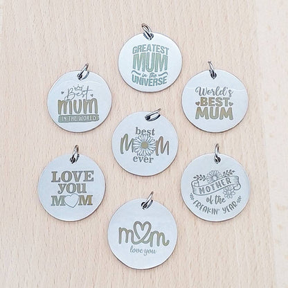 Mother Mum Silver Stainless Steel Pendant | Clip On Charm | Necklace