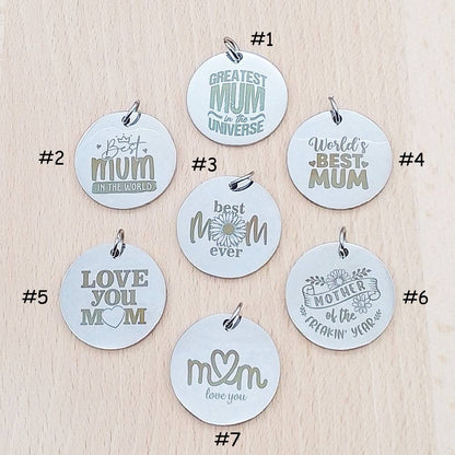 Mother Mum Silver Stainless Steel Pendant | Clip On Charm | Necklace