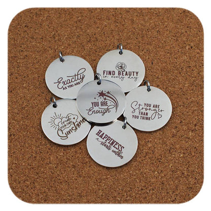Uplifting Quote Stainless Steel Pendant Clip On Charm Necklace Engraved