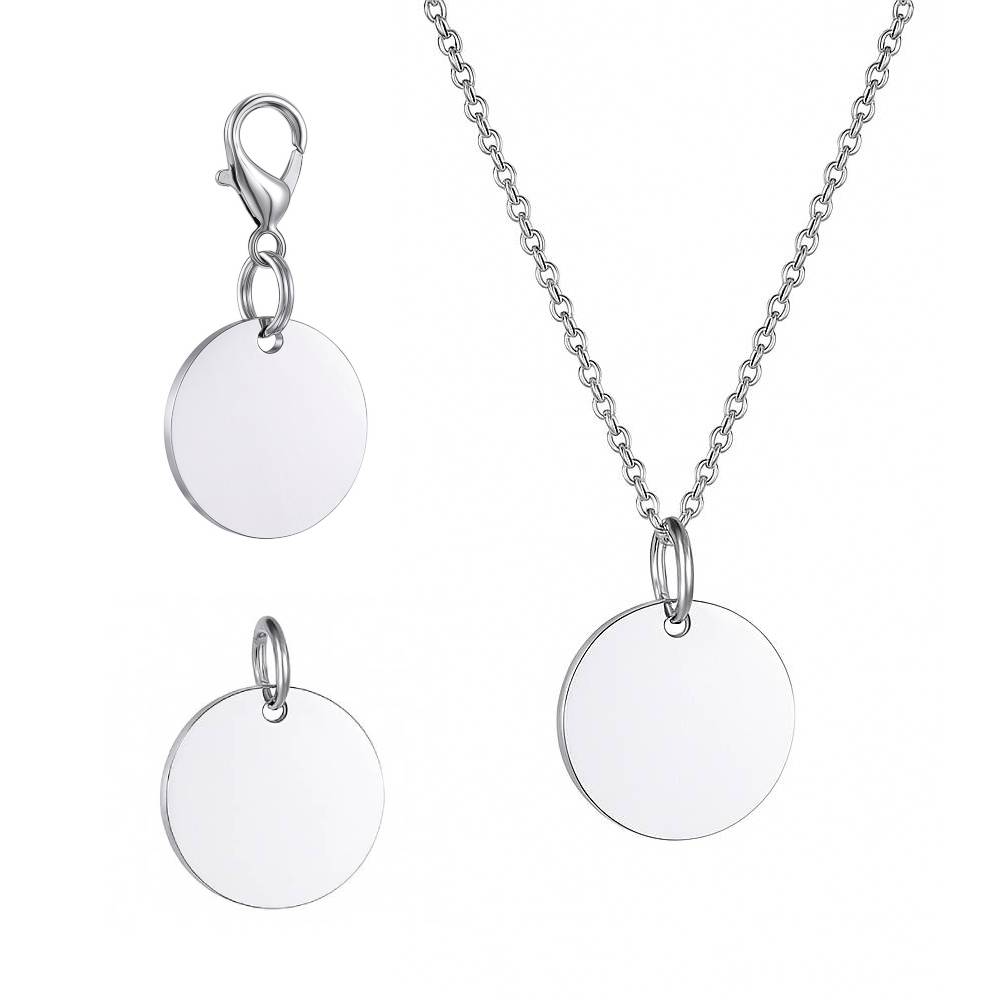 Uplifting Quote Stainless Steel Pendant Clip On Charm Necklace Engraved