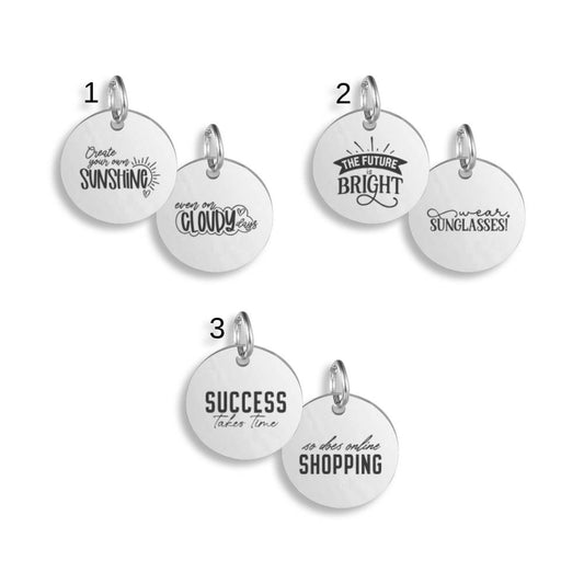 Light-Hearted Inspiration Stainless Steel Engraved Pendant Clip On Charm Necklace