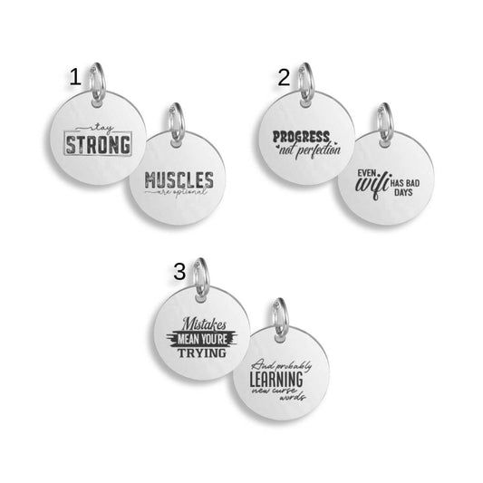 Funny Motivational Quote Pendant Clip On Charm Necklace Engraved Stainless Steel