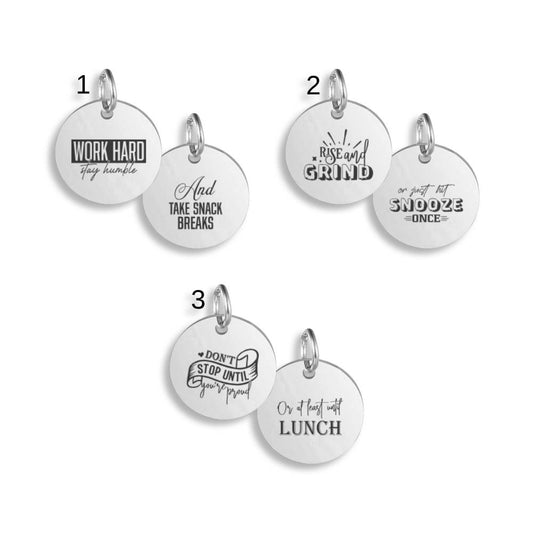 Laugh & Inspire Stainless Steel Engraved Pendant Clip On Charm Necklace
