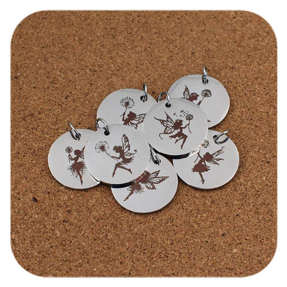 Fairy & Dandelion Stainless Steel Engraved Pendant Clip On Charm Necklace Custom
