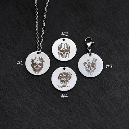 Skull Stainless Steel Necklace | Clip On Charm | Pendant