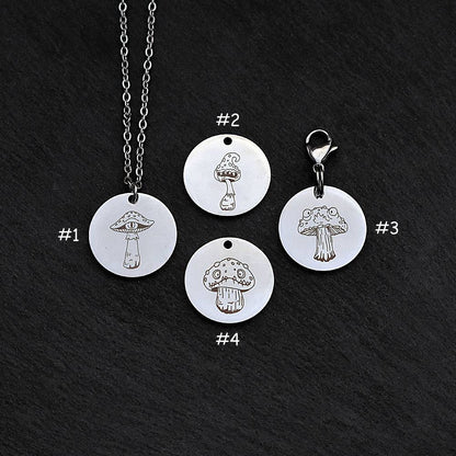 Creepy Mushroom Toadstool Stainless Steel Necklace | Clip On Charm | Pendant