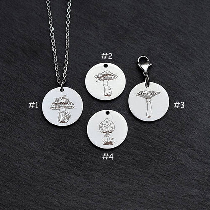 Creepy Mushroom Toadstool Stainless Steel Necklace | Clip On Charm | Pendant