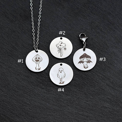 Creepy Mushroom Toadstool Stainless Steel Necklace | Clip On Charm | Pendant