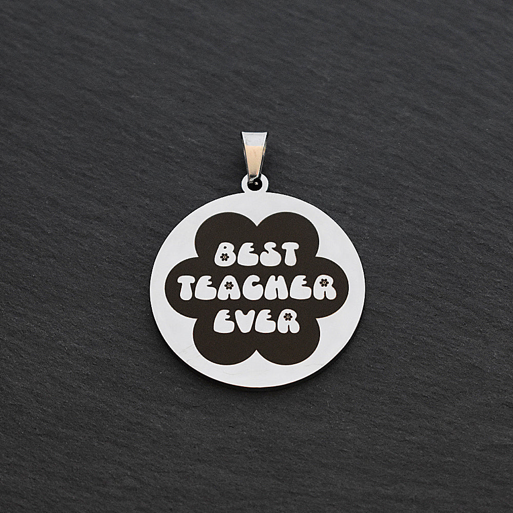 Best Teacher Ever Silver Stainless Steel Keyring