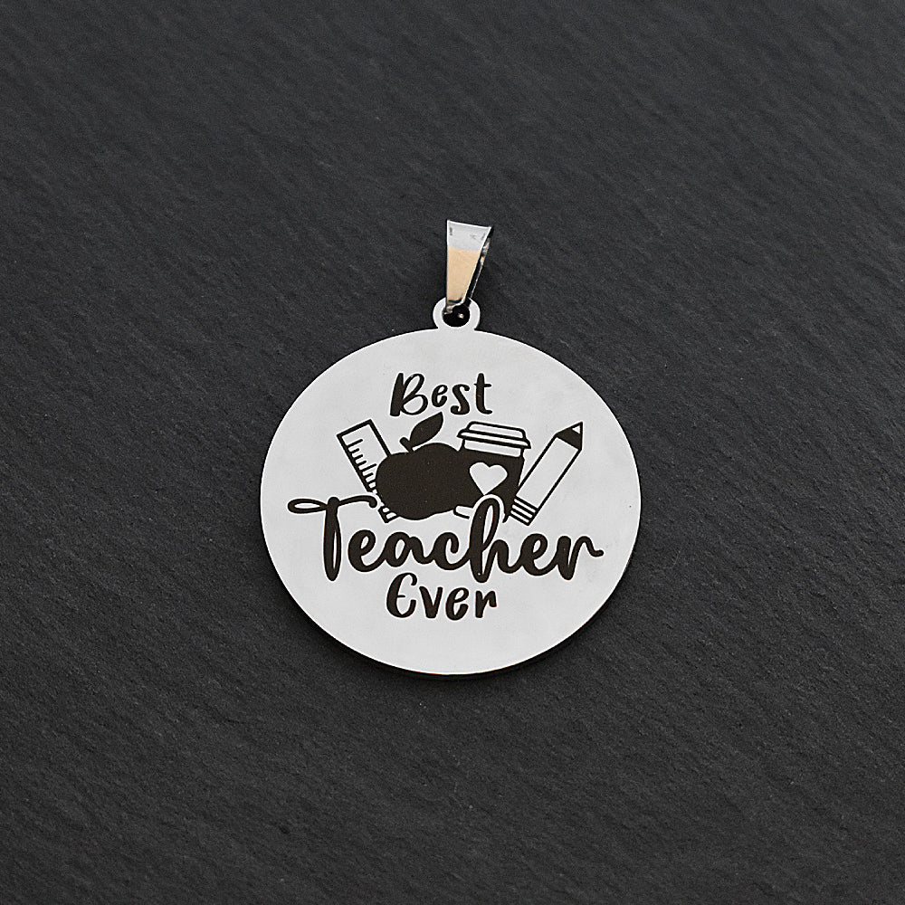 Best Teacher Ever Silver Stainless Steel Keyring