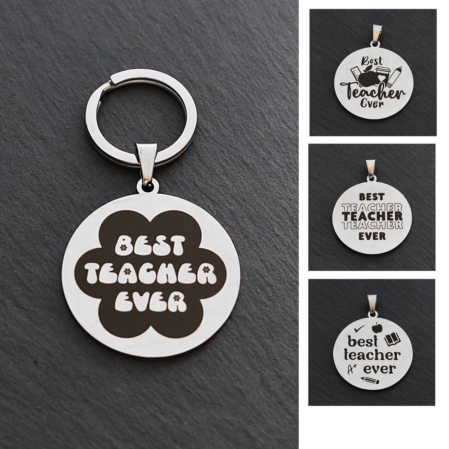 Best Teacher Ever Silver Stainless Steel Keyring