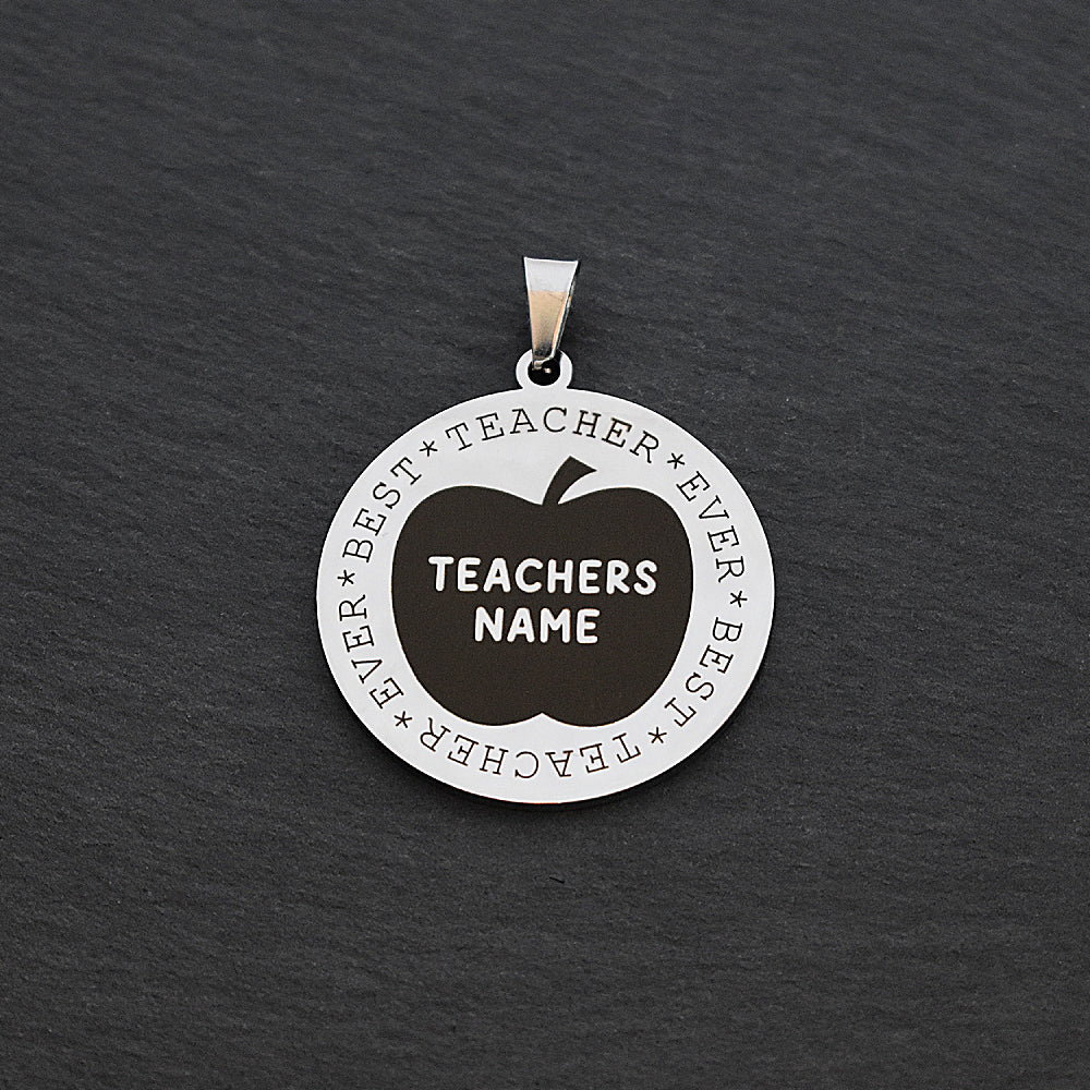 Best Teacher Ever Apple Silver Stainless Steel Keyring