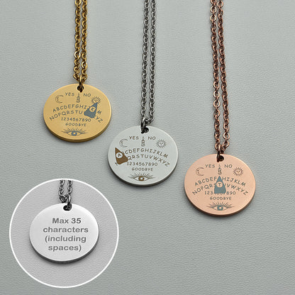 Personalised Ouija Board Stainless Steel Necklace