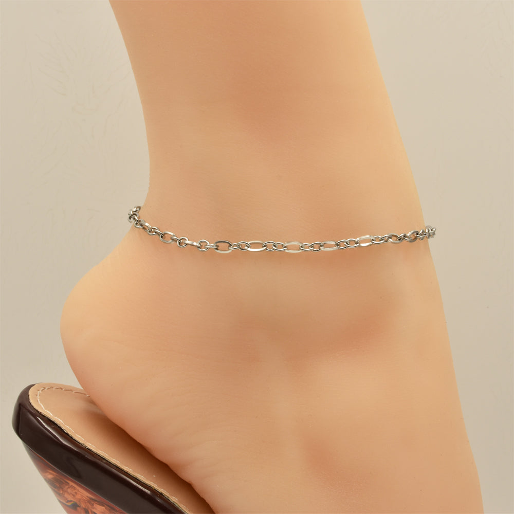Mother & Son Chain Silver Stainless Steel Anklet