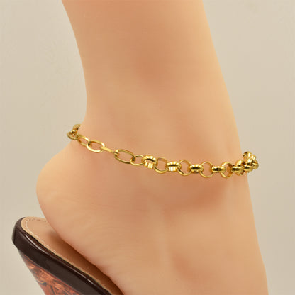 Paperclip Rolo Chain Golden Stainless Steel Anklet