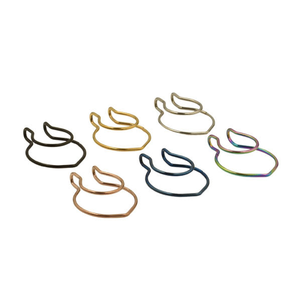 2 Pointed Rainbow Stainless Steel Fake Septum Nose Rings