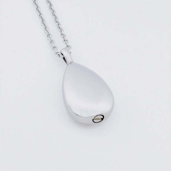 Raindrop Silver Stainless Steel Cremation Ashes Necklace