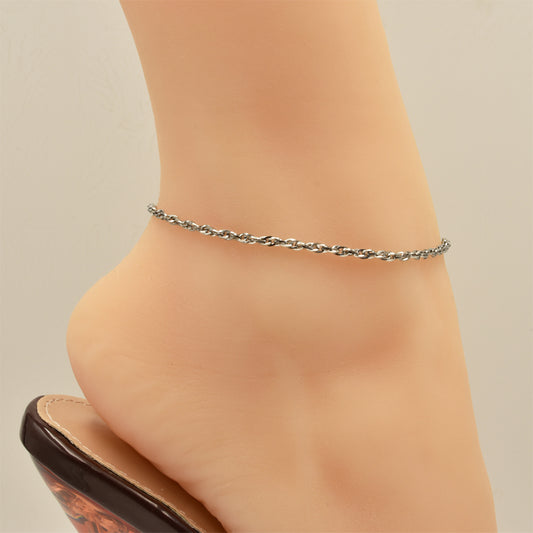 Rope Chain Silver Stainless Steel Anklet