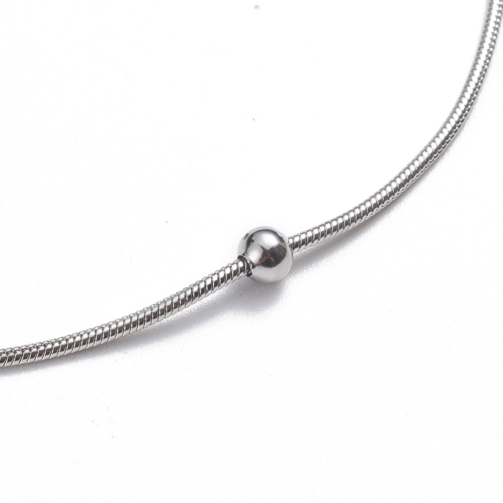 Satellite Snake Chain Silver Stainless Steel Anklet