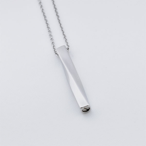 Single Twist Silver Stainless Steel Cremation Ashes Necklace