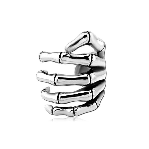 Skeleton Hand Silver Stainless Steel Ear Cuff