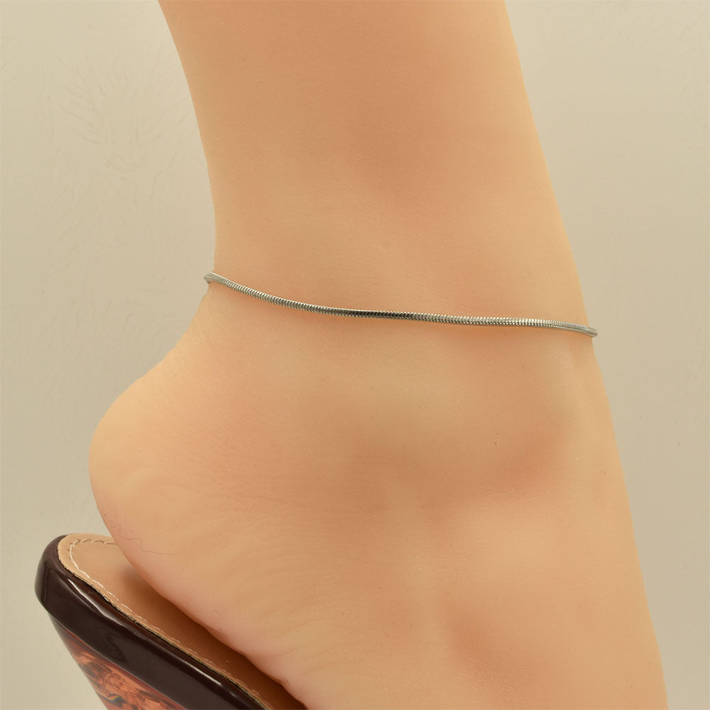 Snake Chain Silver Stainless Steel Anklet