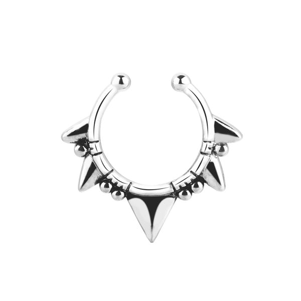 Spikes Silver Stainless Steel Fake Septum Nose Ring – Jashasi