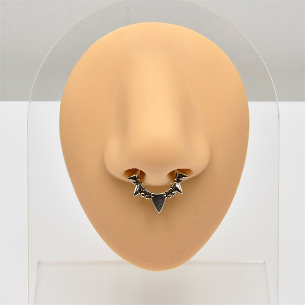 Spikes Silver Stainless Steel Fake Septum Nose Ring