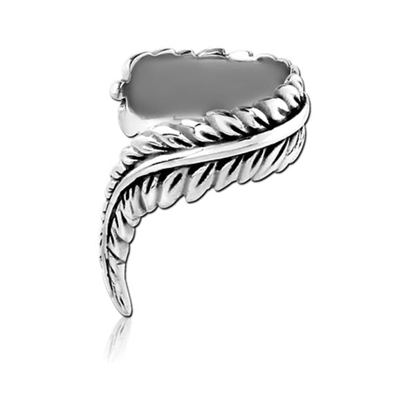 Feather Silver Stainless Steel Ear Cuff