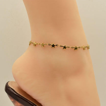 Stars Chain Golden Stainless Steel Anklet