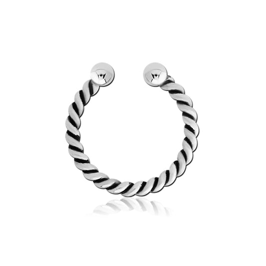 Twisted Rope Silver Stainless Steel Fake Septum Nose Ring