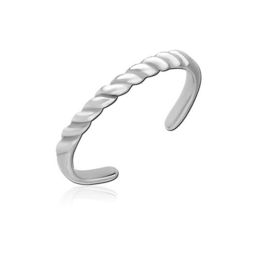 Twisted Rope Silver Stainless Steel Toe Ring