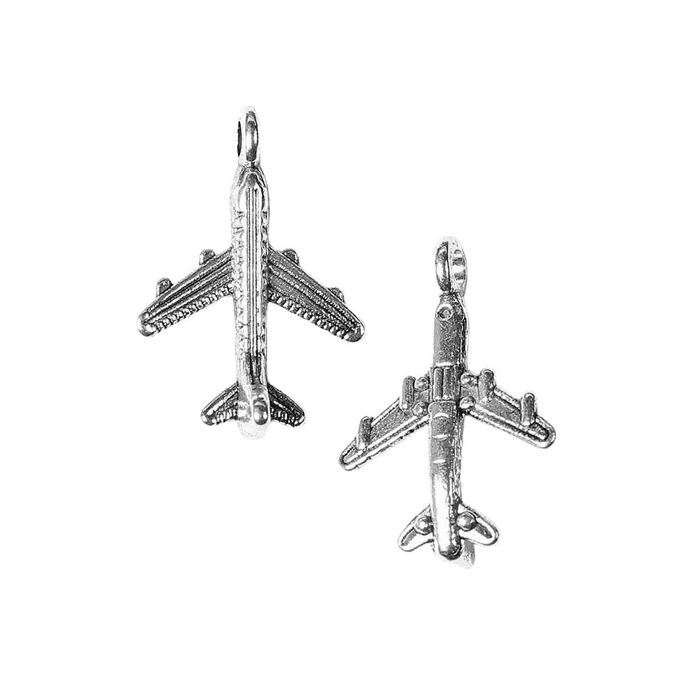 metal aeroplane antique silver charms pendants