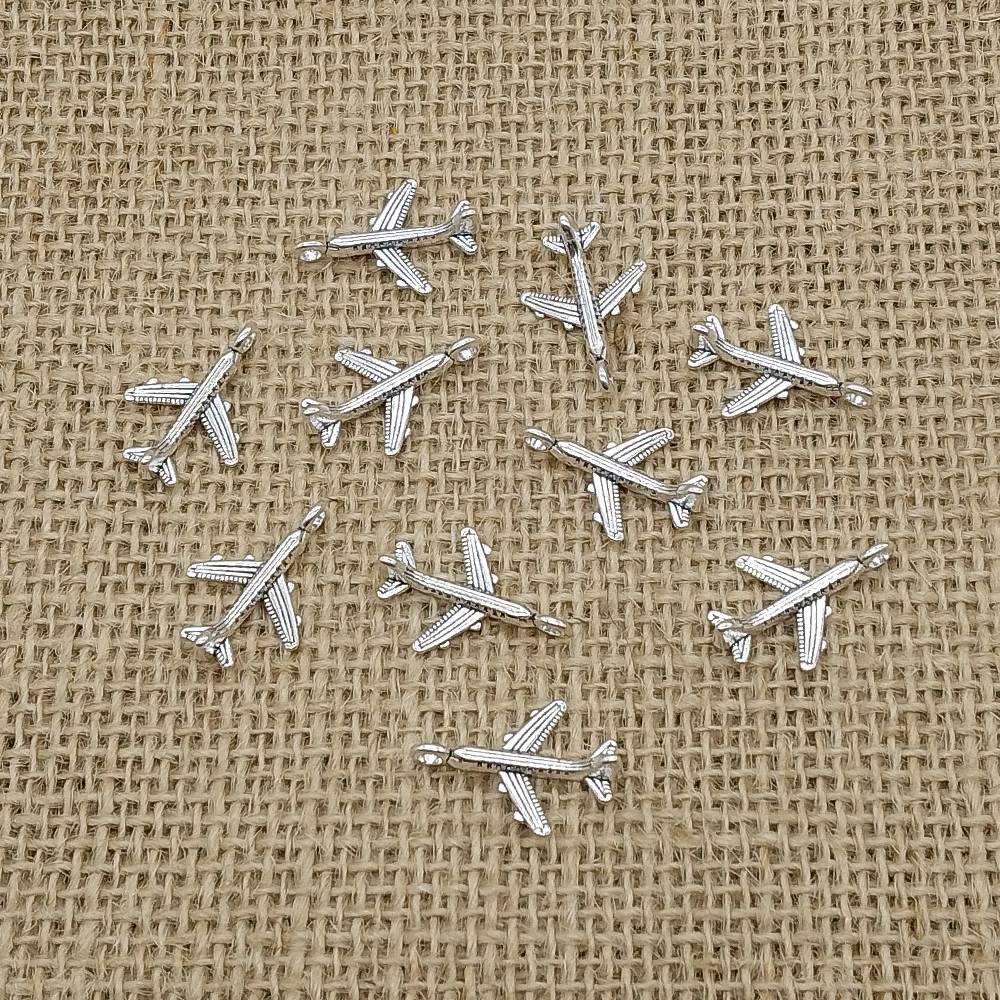 Aeroplane Antique Silver Charms (10 Pack) | Transport & Travel Pendants