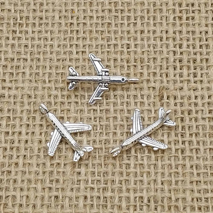 Aeroplane Antique Silver Charms (10 Pack) | Transport & Travel Pendants