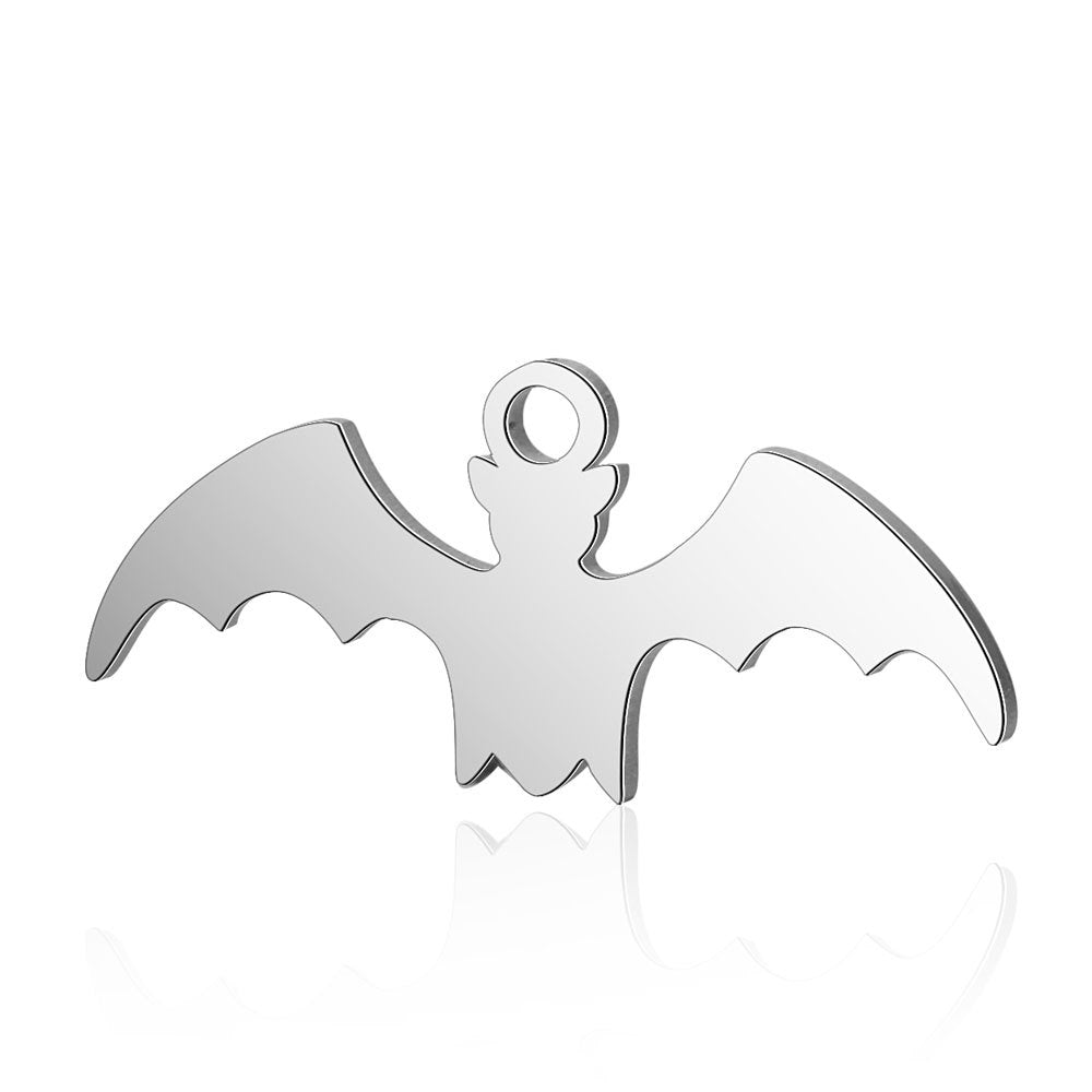bat stainless steel charms silver 5 pack