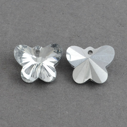 clear faceted butterfly glass charms 10 pack