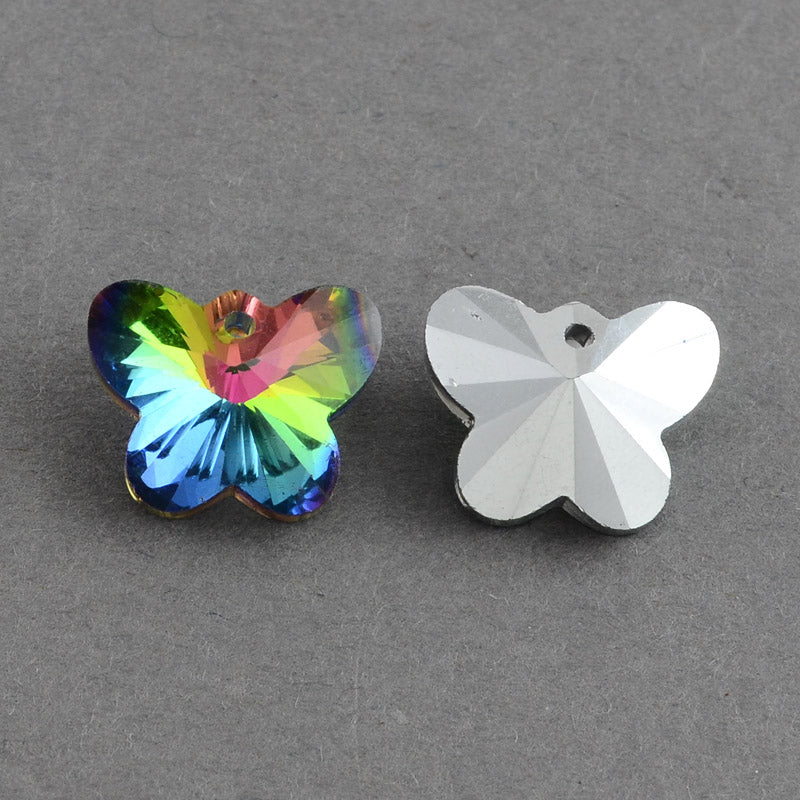 multicolour faceted butterfly glass charms 10 pack