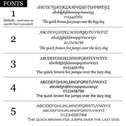 Font engraving options for Enchanted Witch pendants, clip on charms and necklaces