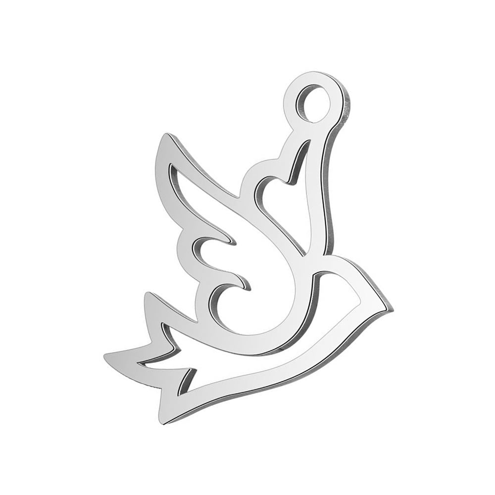 dove stainless steel charms silver 5 pack