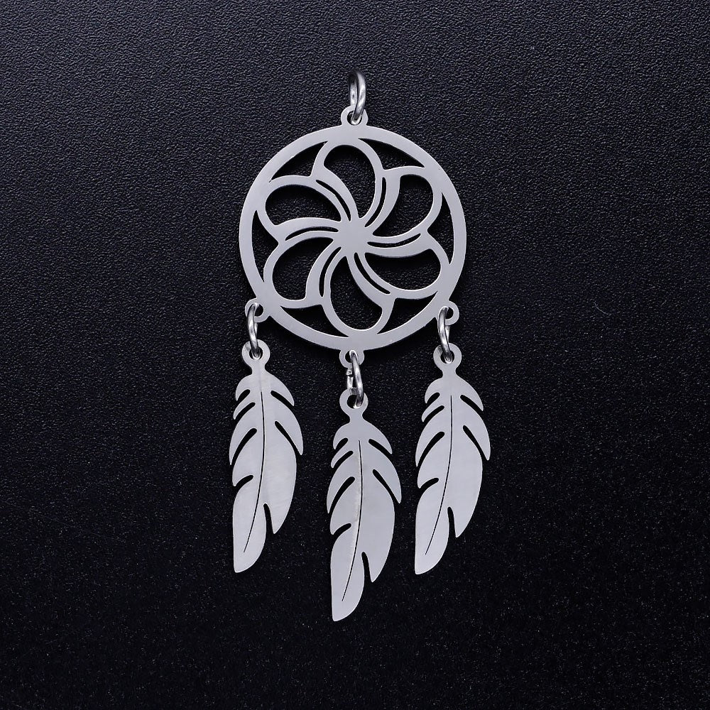 dreamcatcher stainless steel charms silver 2 pack