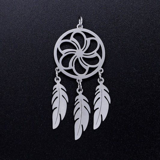 dreamcatcher stainless steel charms silver 2 pack