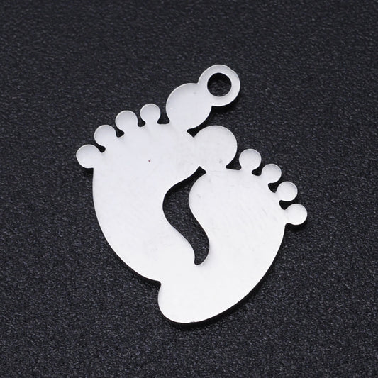 Feet stainless steel charms silver 5 pack