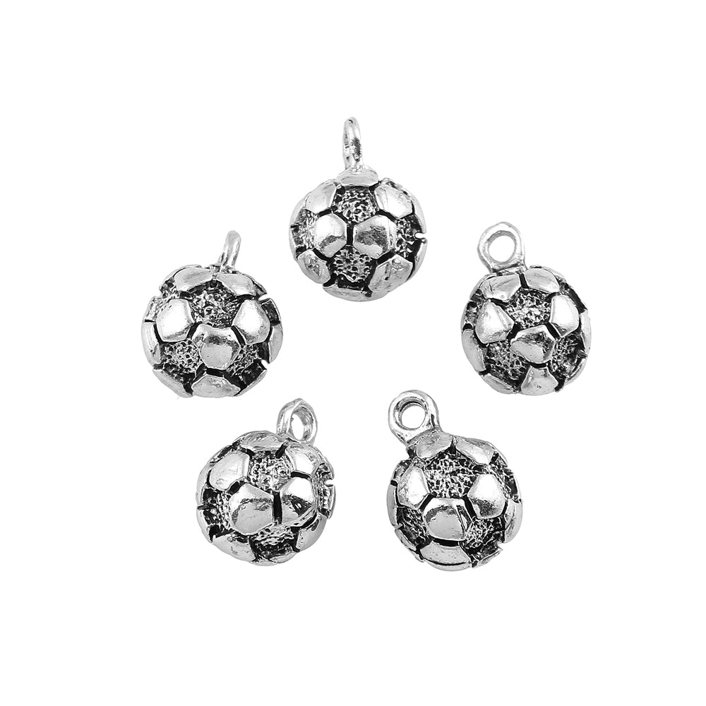 metal football antique silver charms pendants