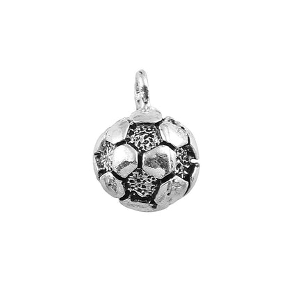 football antique silver charms 10 pack pendants