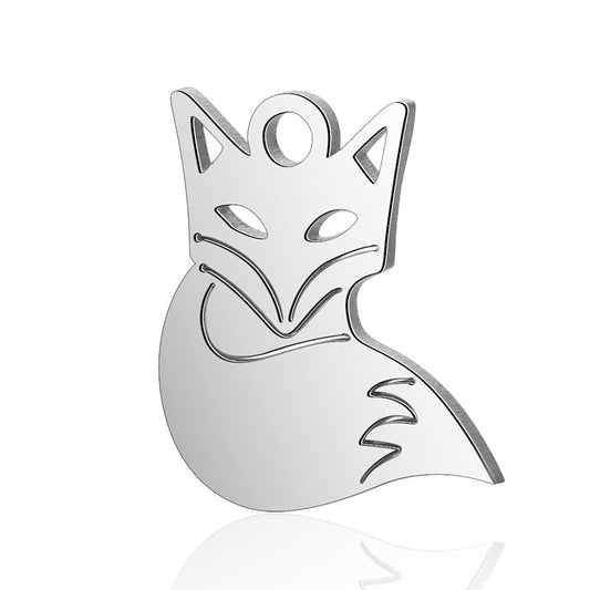 fox stainless steel charms silver 5 pack